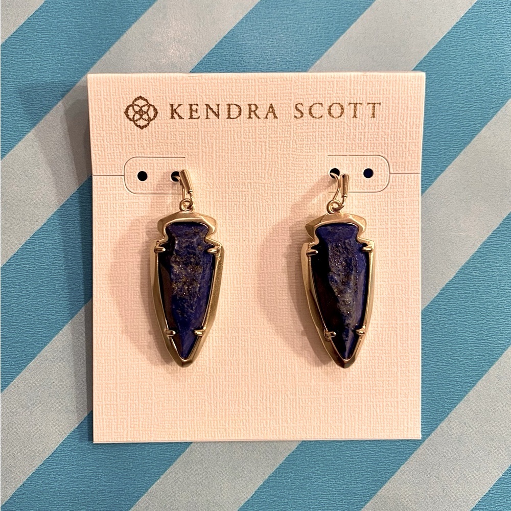 NWT * KENDRA SCOTT* Arrowhead Drop Earrings … *KATELYN* … Gold•Raw Blue Lapis